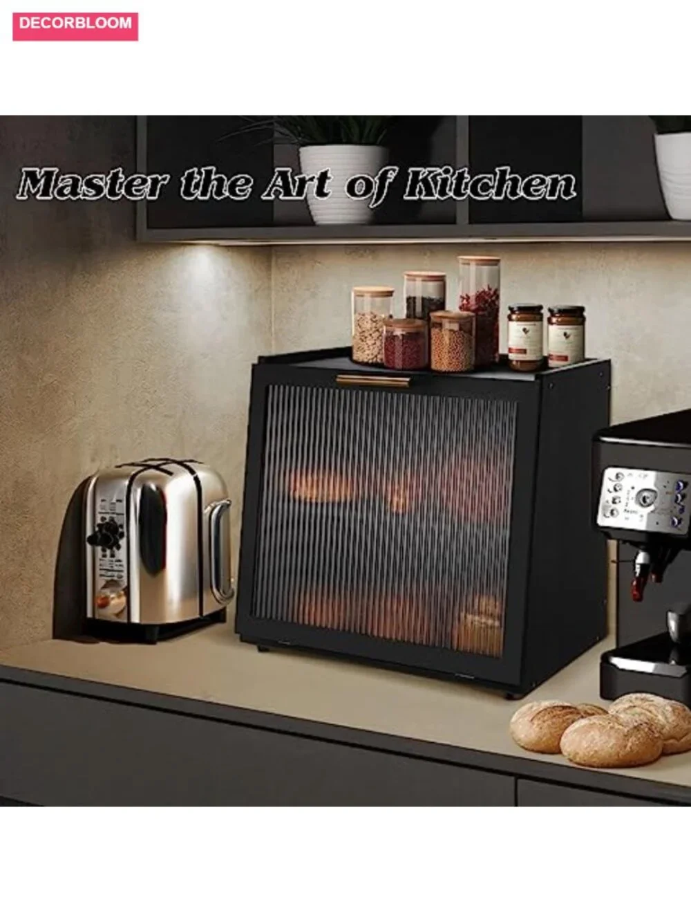 Double Layer Bamboo Bread Box Large Capacity Kitchen Countertop Storage with